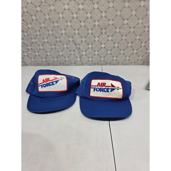 Other - Two Vintage Air Force Trucker Hats Royal Blue Mesh One Size